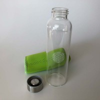 Saftflasche "Sina" aus Borosilikatglas mit Blume des Lebens (Hitze & Kältefest)