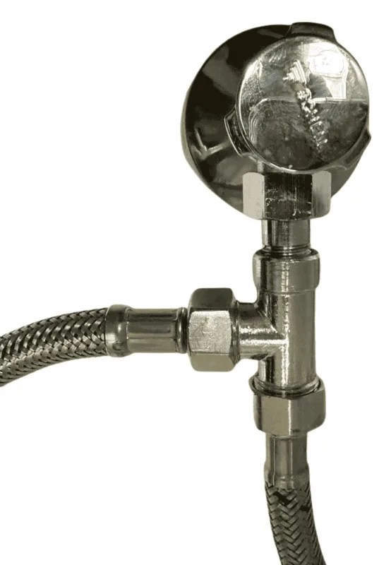 Abzweiginstallation via T-Stück an der Kaltwasserleitung für QuickHexaFlow Wasserfilter