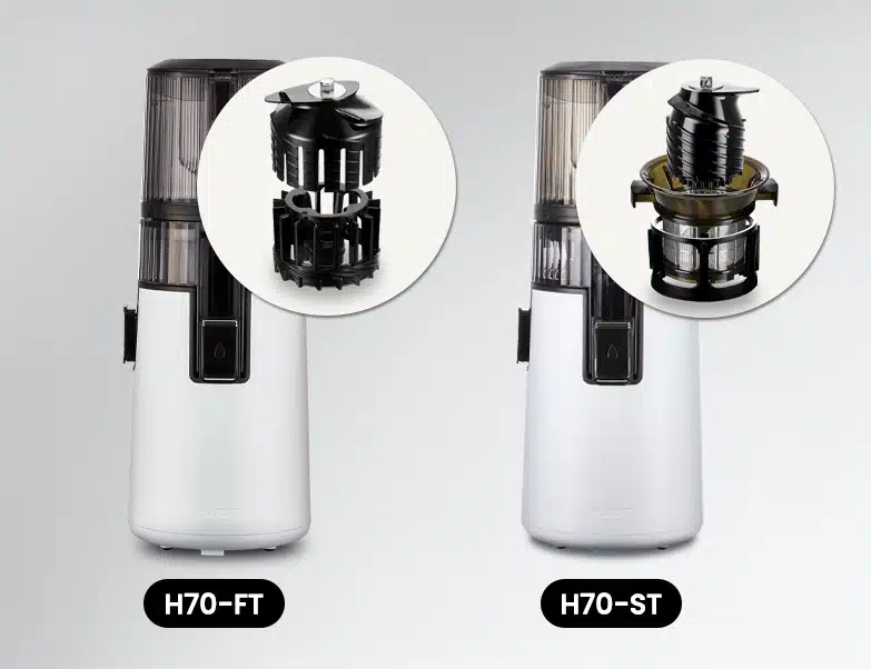 Hurom Purpress vs. EasyPress: Stahlsieb (H70-ST) und Multischnecke (H70-FT) im Vergleich